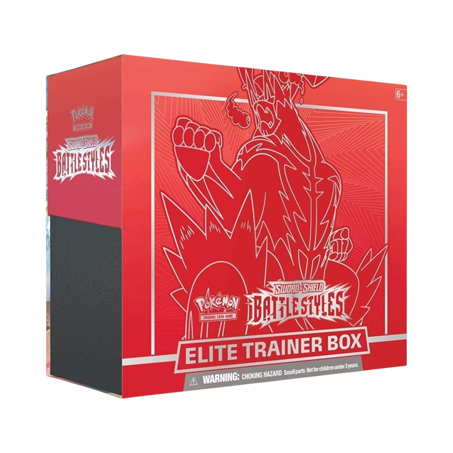 Collectors Pro Shop Caja Elite Trainer Box de Pokémon TCG Battle Styles, con arte rojo y blanco de Urshifu Estilo Oscuro.