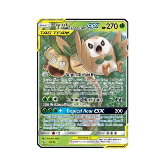 Rowlet & Alolan Exeggutor GX (UNM 1)
