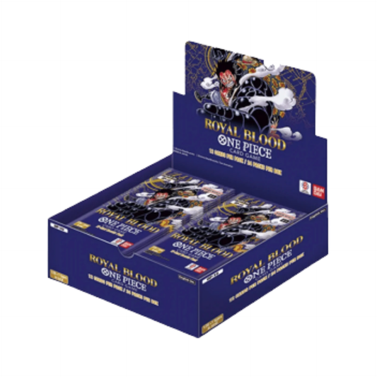 Box of Royal Blood One Piece trading cards on a white background