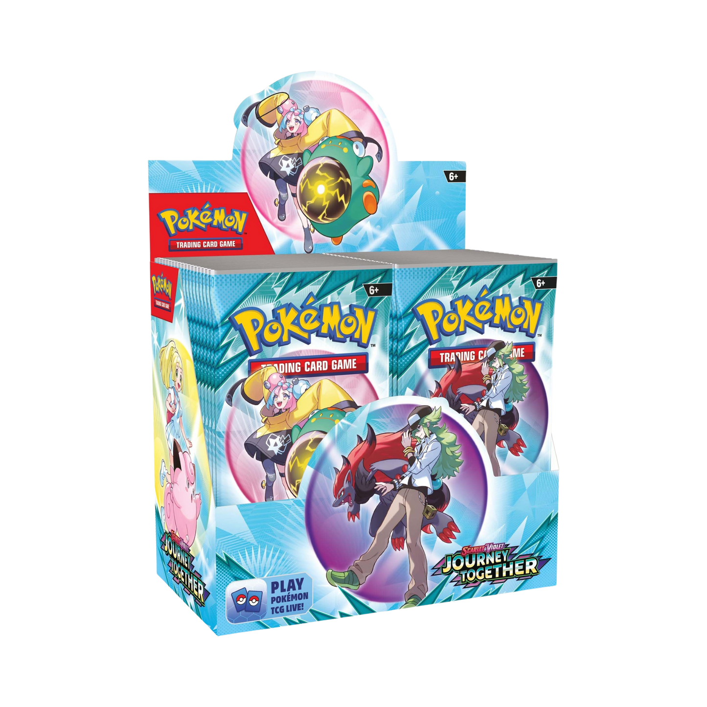 Pokémon trading card game box with character illustrations on a white background