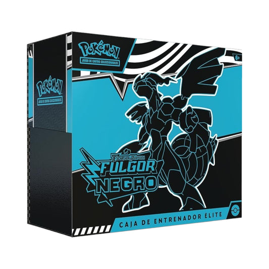 Collectors Pro Shop Caja de Entrenador Élite Fulgor Negro Pokémon TCG en español, con arte de Zekrom y Reshiram.