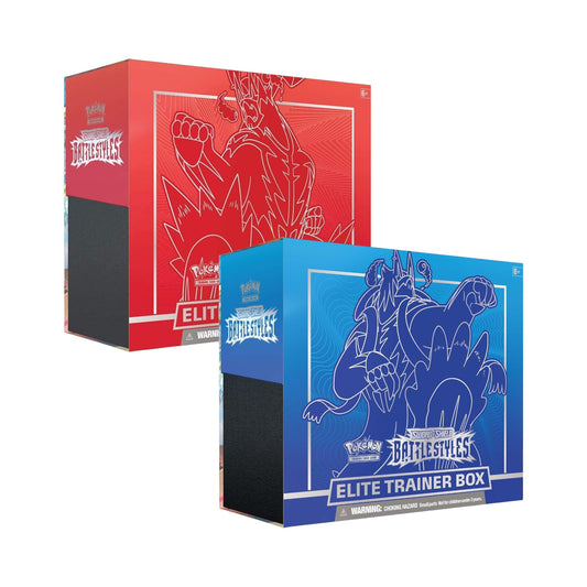 Caja de Entrenador Élite de Pokémon TCG Battle Styles en inglés de Collectors Pro Shop. Diseño con Lucario y Gardevoir.