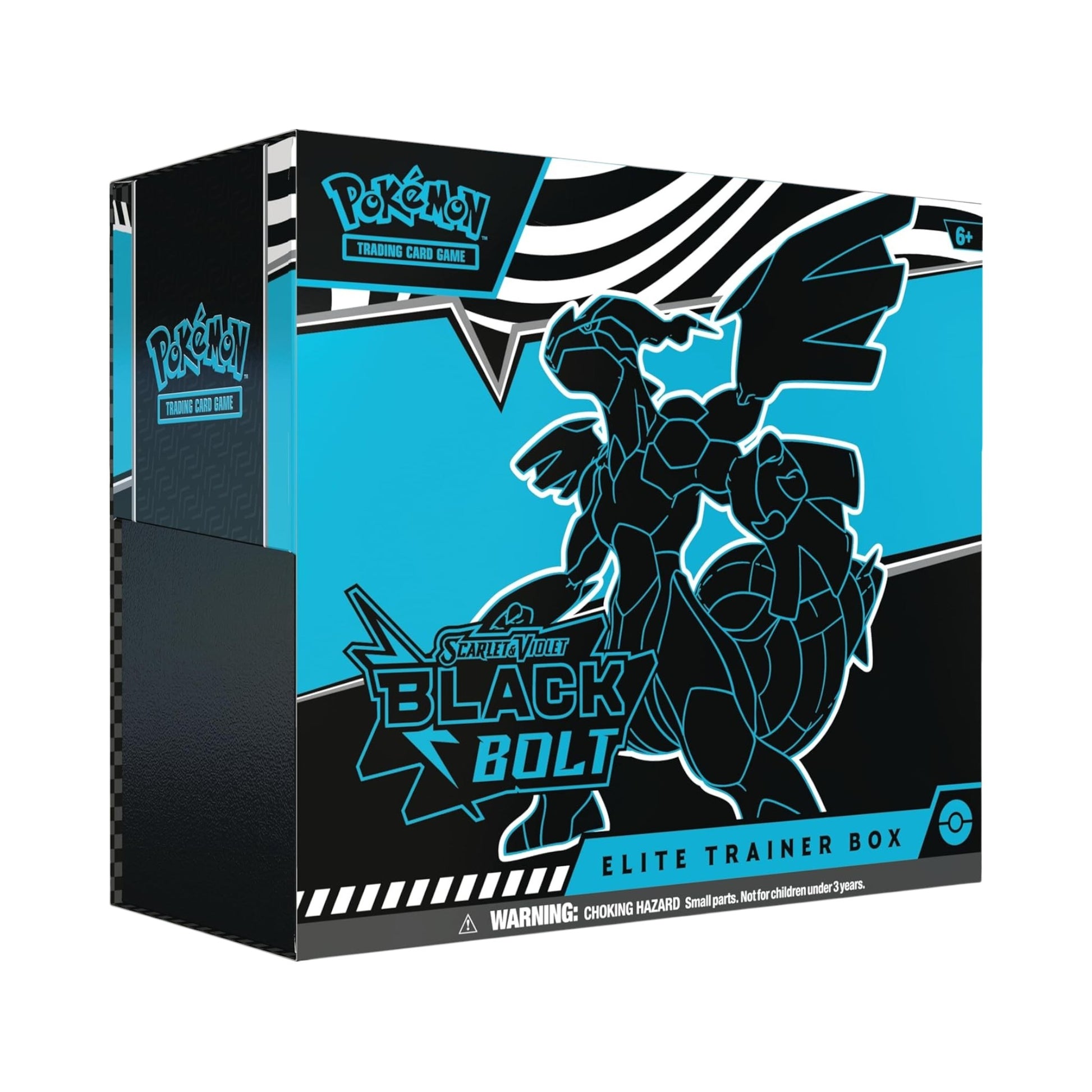 Collectors Pro Shop Caja Entrenador Élite Pokémon TCG Black Bolt Scarlet & Violet, con arte de Kyurem Negro.