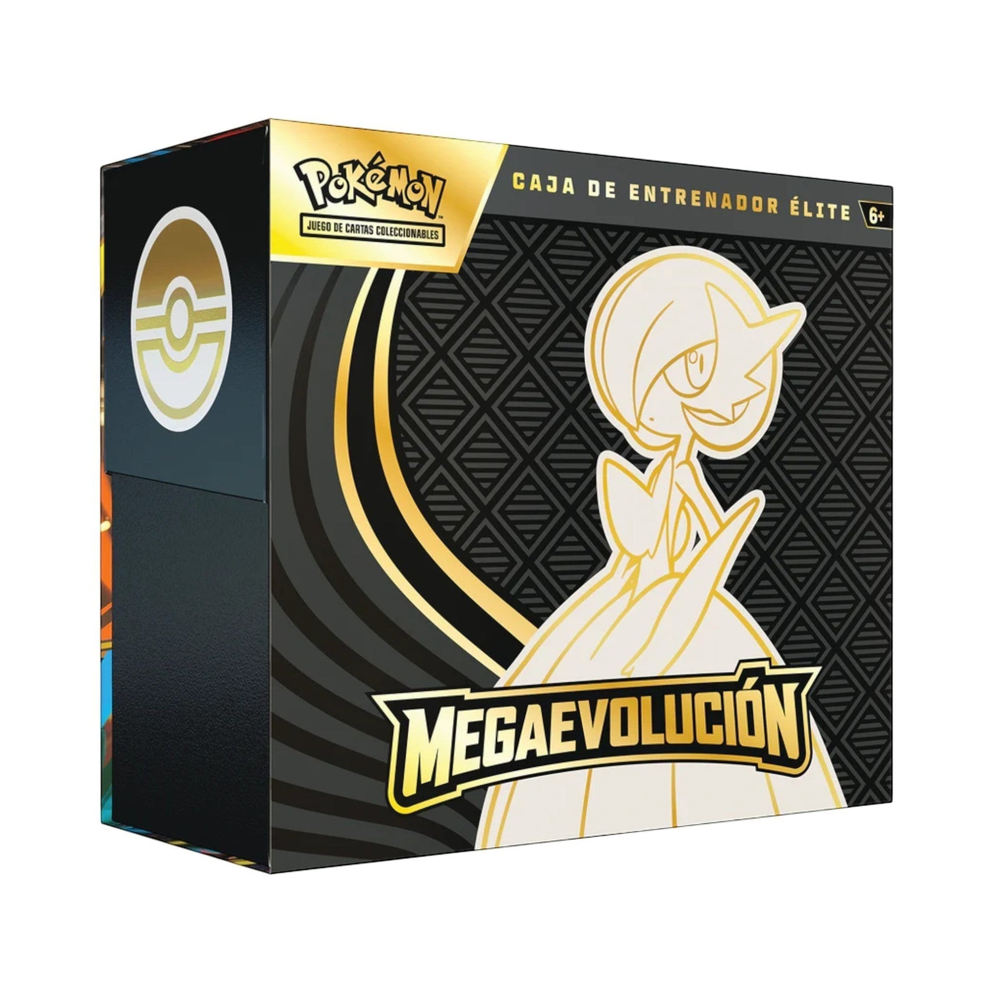 Collectors Pro Shop Caja de Entrenador Élite de Pokémon TCG Megaevolución en español, con arte de Gardevoir.