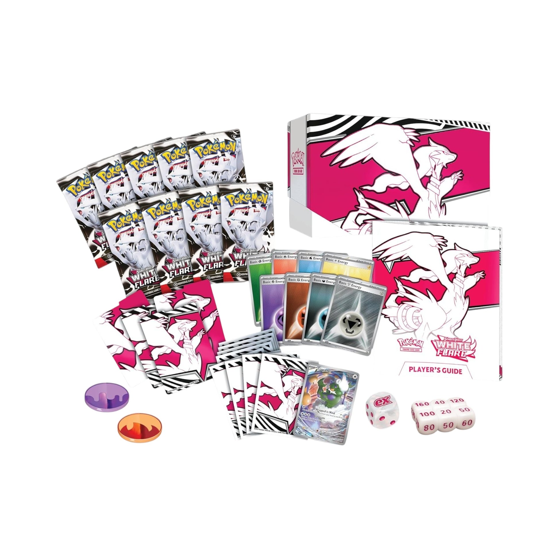 Collectors Pro Shop Caja de Entrenador Élite de Pokémon TCG: White Flare en inglés. Incluye 9 sobres, carta promo, fundas, energías y accesorios.